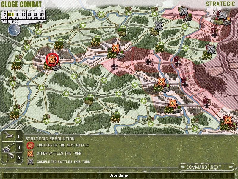 Close Combat: The Battle of the Bulge (Windows) screenshot: The new Strategic Map