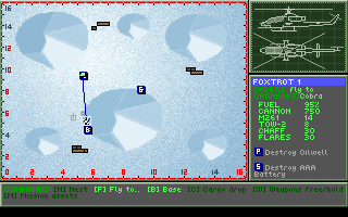 Gunship 2000: Philippine Islands & Antarctica Scenario Disk With Mission Builder (DOS) screenshot: Map [Antarctica campaign]