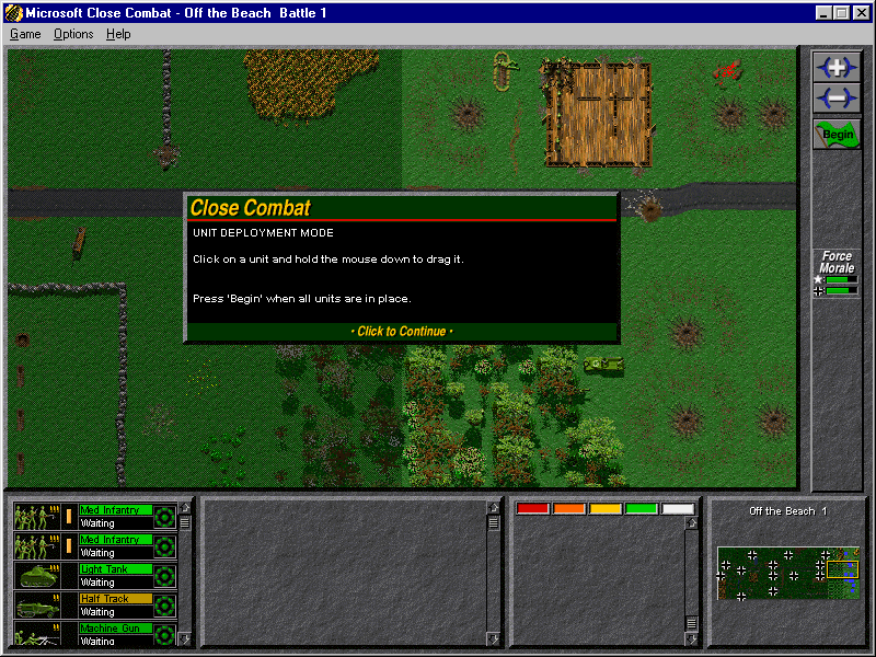 Close Combat (Windows) screenshot: Troop deployment