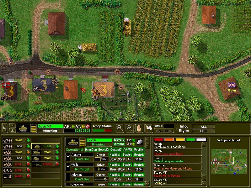 Close Combat: A Bridge Too Far (Windows) screenshot: Panzer tanks crushing offensive