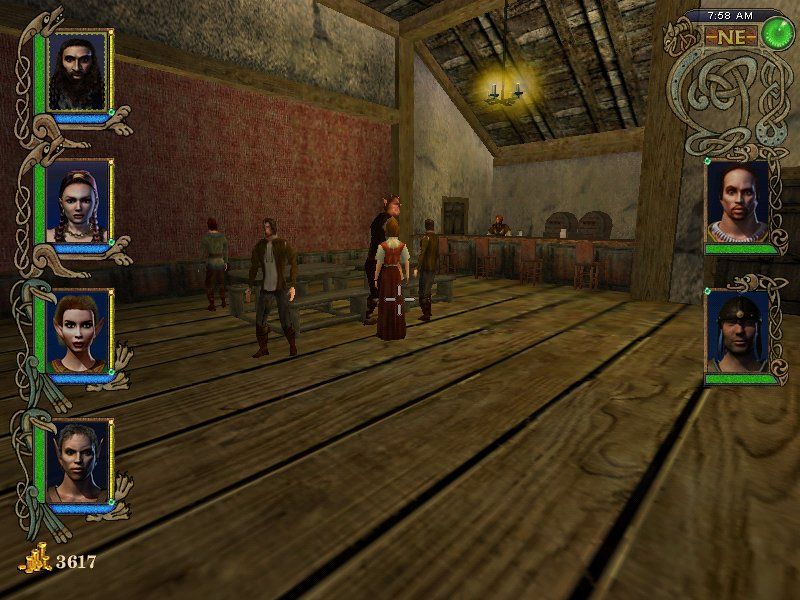 Might and Magic IX (Windows) screenshot: A typical tavern. Some of the guests might give you side quests!