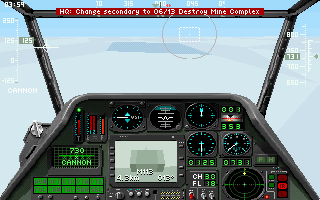Gunship 2000: Philippine Islands & Antarctica Scenario Disk With Mission Builder (DOS) screenshot: Cockpit view [Antarctica campaign]
