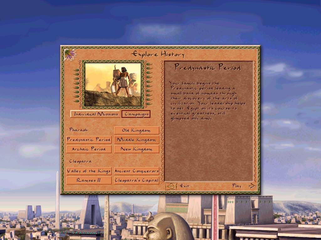 Cleopatra: Queen of the Nile (Windows) screenshot: Choosing a Mission
