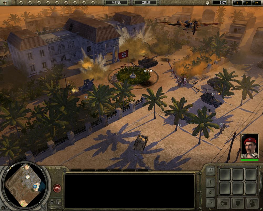 Codename: Panzers - Phase Two (Windows) screenshot: German headquarters in the city of Tobruk.