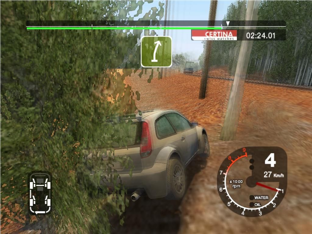 Colin McRae Rally 2005 (Windows) screenshot: Screen gets blurred in crashes