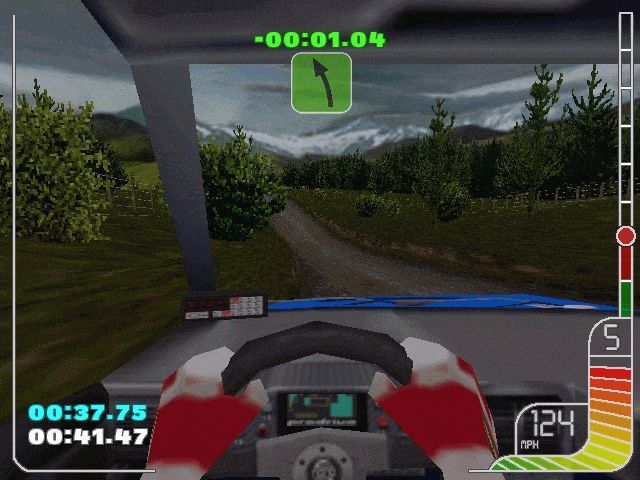 Colin McRae Rally (Windows) screenshot: Arrows are really useful.