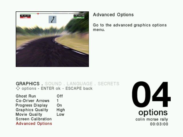 Colin McRae Rally 04 (Windows) screenshot: Graphics options