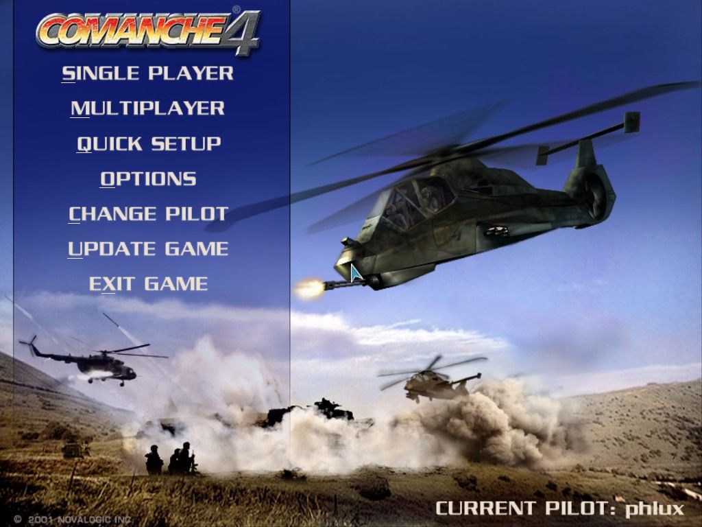 Comanche 4 (Windows) screenshot: Main menu