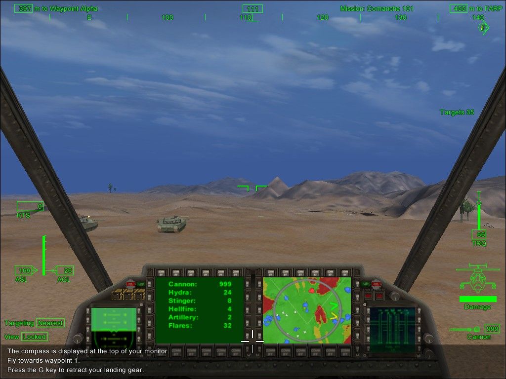 Comanche 4 (Windows) screenshot: Cockpit view