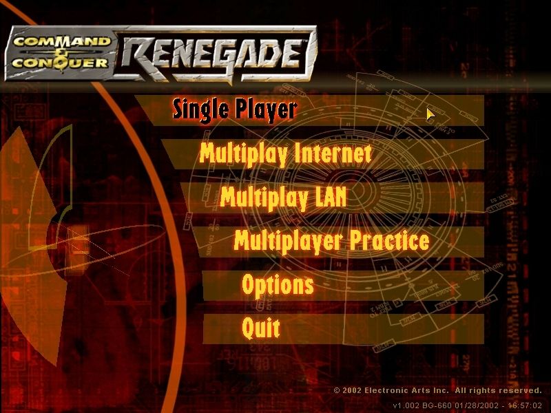 Command & Conquer: Renegade (Windows) screenshot: Main Menu