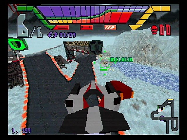 Hi-Octane (SEGA Saturn) screenshot: You can't have a racing game without an icy track.