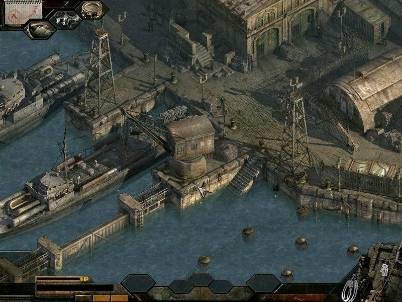 Commandos 3: Destination Berlin (Windows) screenshot: German gunboats are prepping to cross path with D-Day offensive.