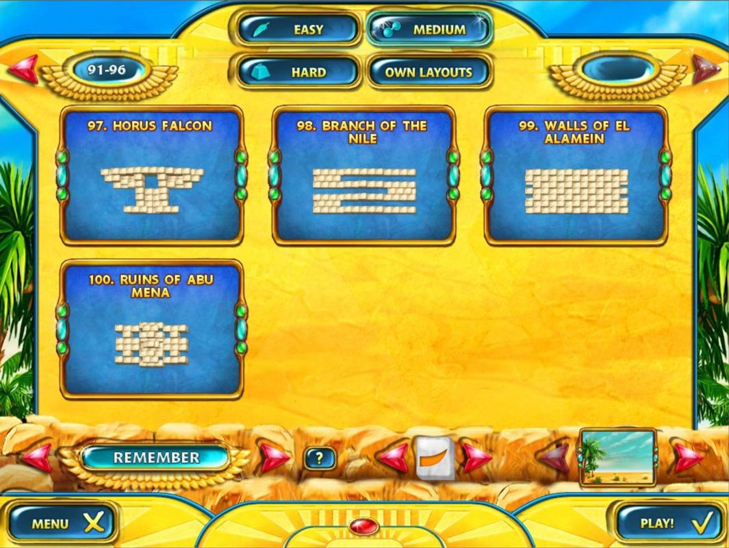 Mahjongg Mysteries: Ancient Egypt (Windows) screenshot: Classic Mode: This confirms the number of levels