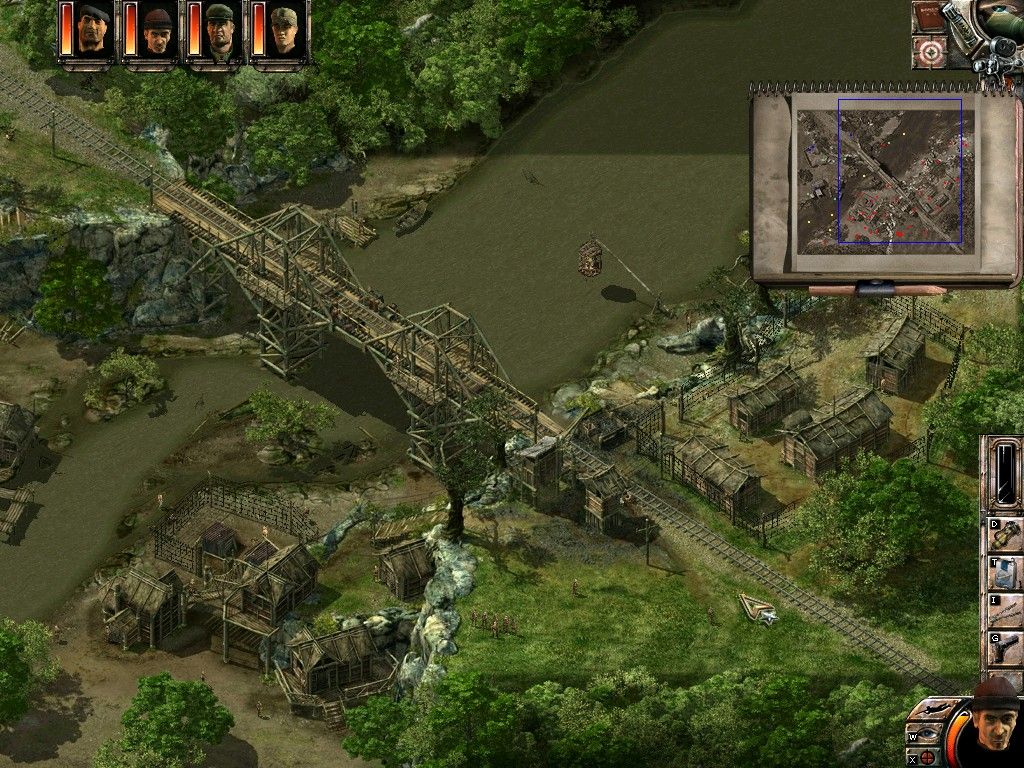 Commandos 2: Men of Courage (Windows) screenshot: Bridge over river Kwai, just like in the movie.