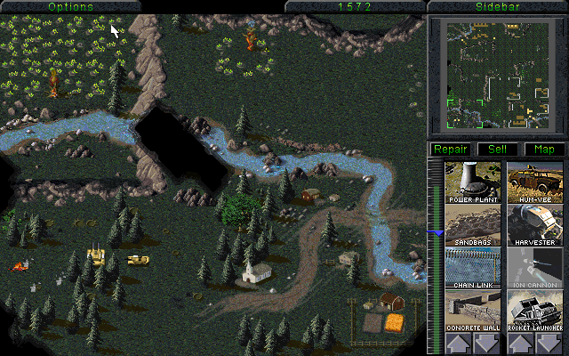 Command & Conquer (Windows) screenshot: Destroying church is far from humanitarian, but it can be rather rewarding somethimes, money-wise.