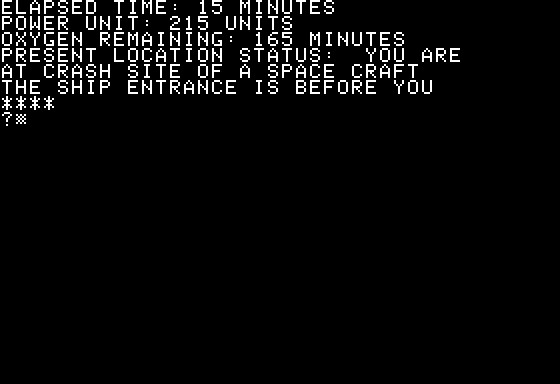 Survival (Apple II) screenshot: I Found a Spacecraft