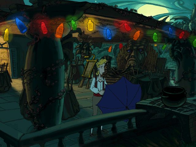 The Curse of Monkey Island (Windows) screenshot: Outside the hotel