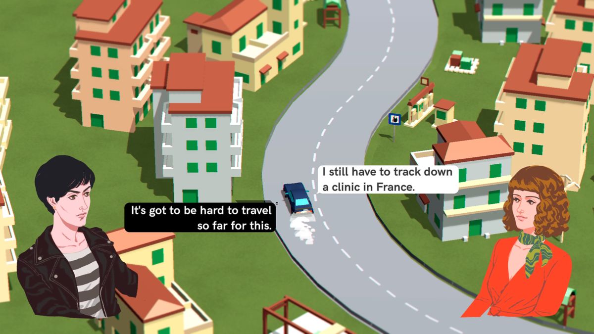 Wheels of Aurelia 1978 (PlayStation 4) screenshot: Talking to Lella about her pregnancy