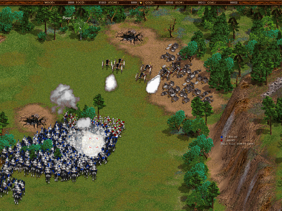 Cossacks: Back to War (Windows) screenshot: Cannons firing at close quarters are devastating