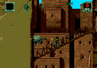 Stargate (Genesis) screenshot: In the city of Nagada, fighting giant beetles