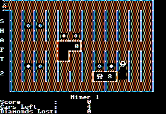 Diamond Mine (Apple II) screenshot: Vertical Columns on Shaft 2
