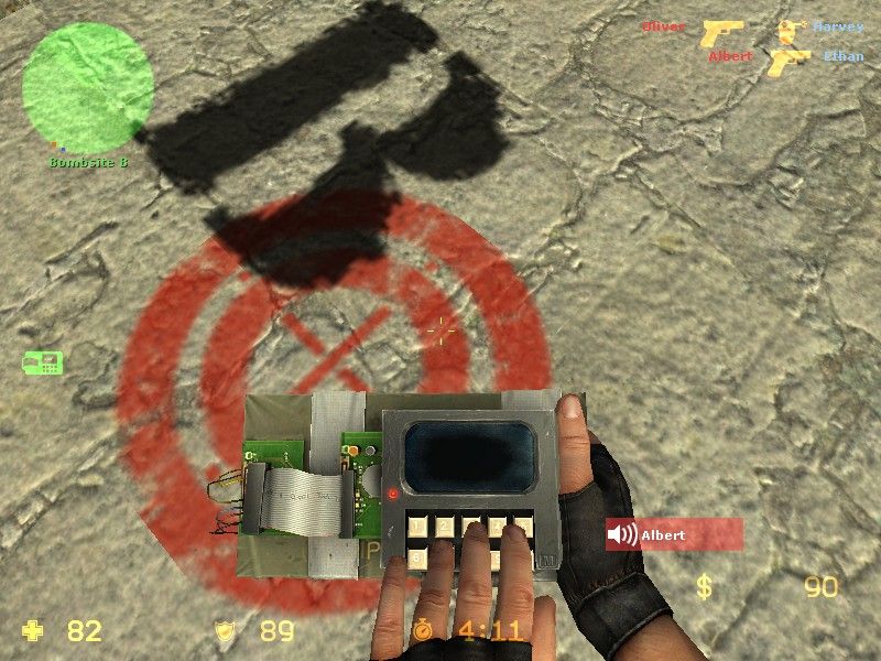Counter-Strike: Source (Windows) screenshot: On "de" maps, the terrorists must plant a bomb in one of two locations...
