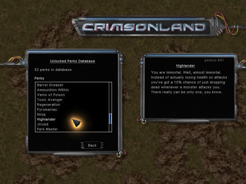 Crimsonland (Windows) screenshot: Perks