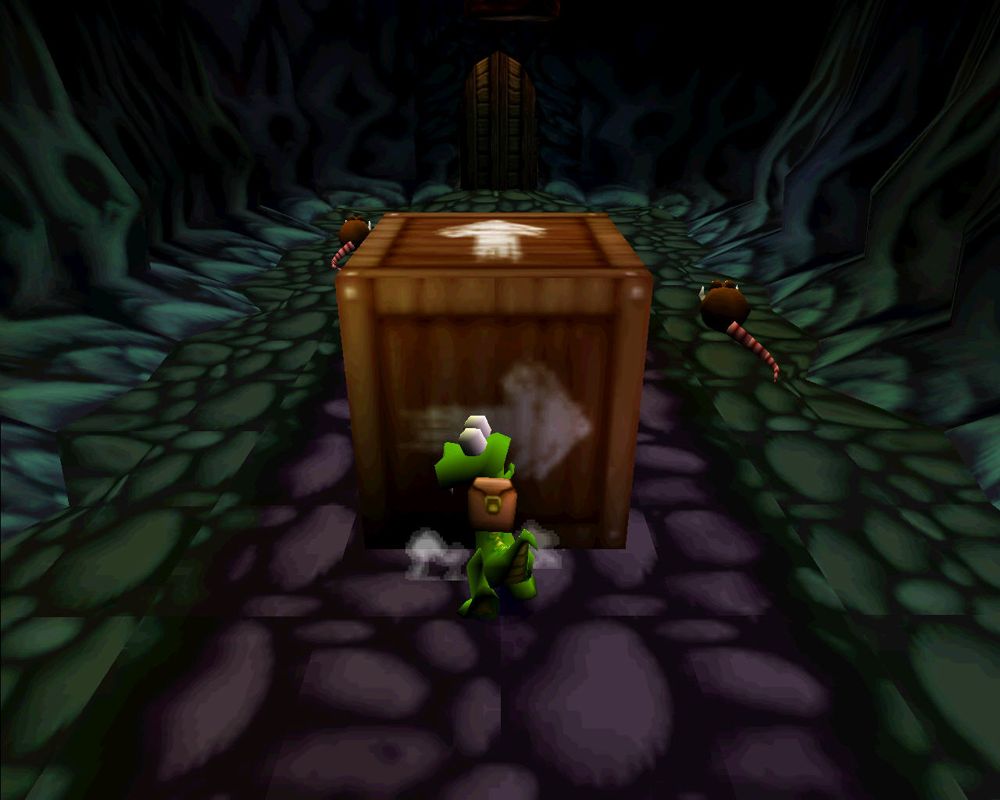Croc: Legend of the Gobbos (Windows) screenshot: You can push some boxes to gain access to higher platforms.