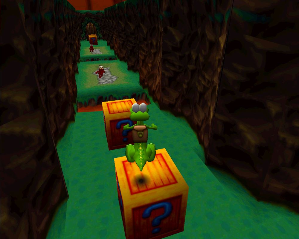 Croc: Legend of the Gobbos (Windows) screenshot: Destroy the boxes to get some extra diamonds.