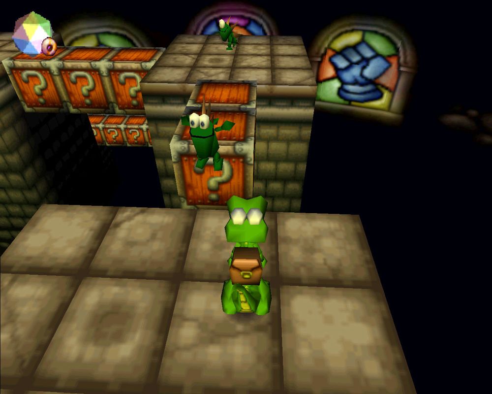 Croc: Legend of the Gobbos (Windows) screenshot: Watch out for monsters with spikes on the back. They cannot be killed in normal way.