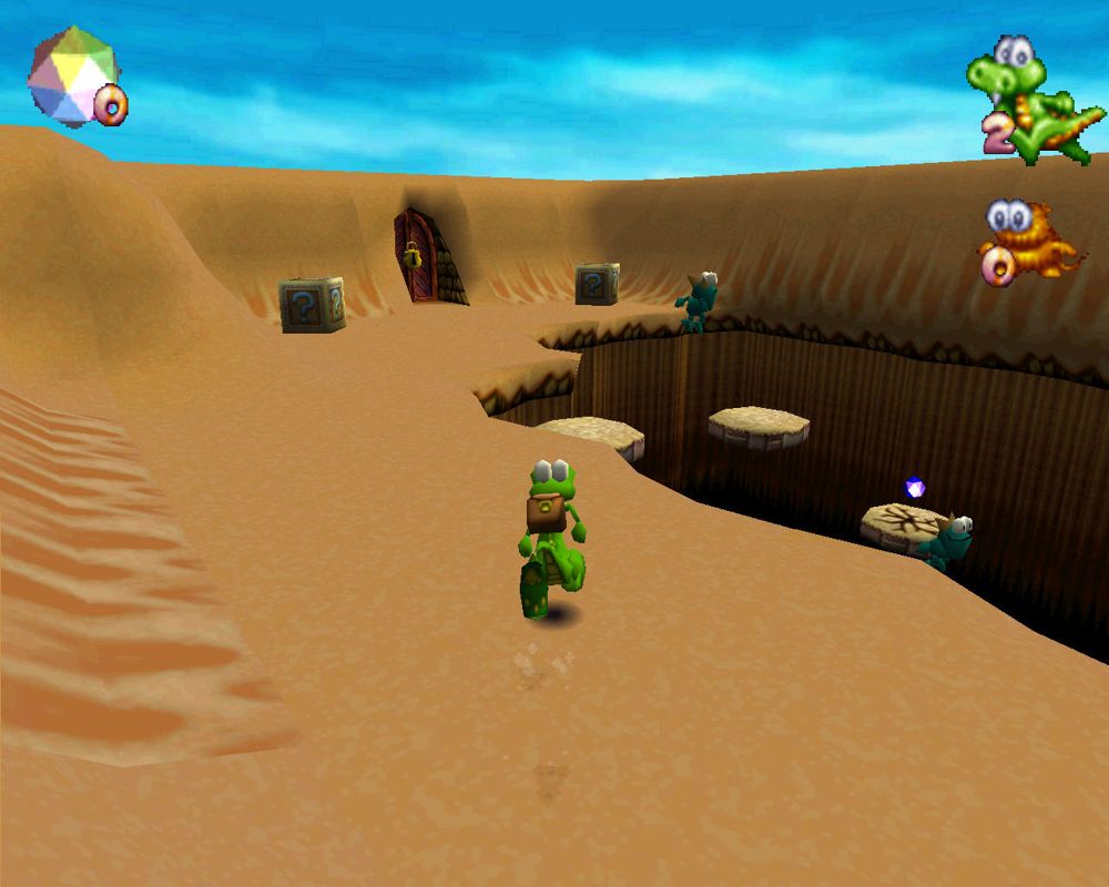 Croc: Legend of the Gobbos (Windows) screenshot: Third group of levels is set in the desert theatre.