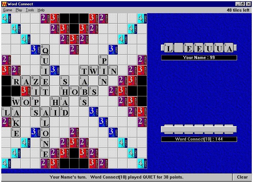 Cross & Word Games (Windows) screenshot: A sample game of Word Connect.