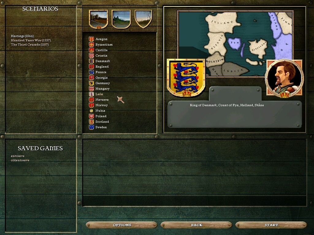 Crusader Kings (Windows) screenshot: Scenario selection