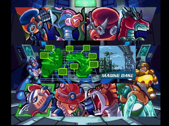 Mega Man X4 (PlayStation) screenshot: Megaman X and Double pick a stage.