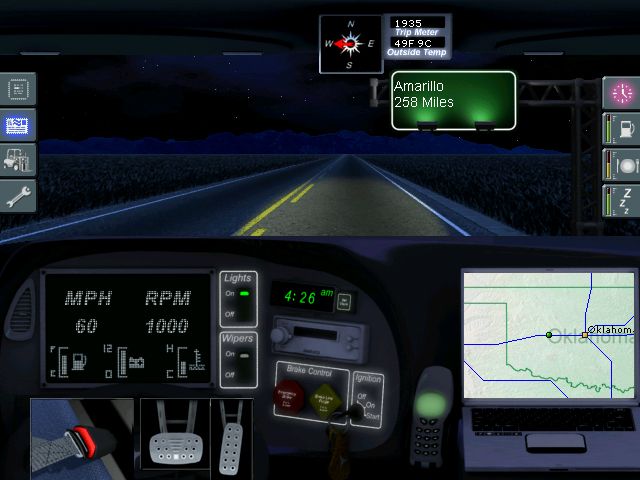 Crosscountry USA 2 (Windows) screenshot: Night Driving in Oklahoma