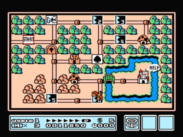 Super Mario Bros. 3 (NES) screenshot: World map