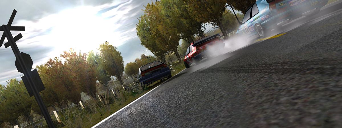 Cross Racing Championship 2005 (Windows) screenshot: Intense racing is what CRC2005 does very well. (Dual Monitor)