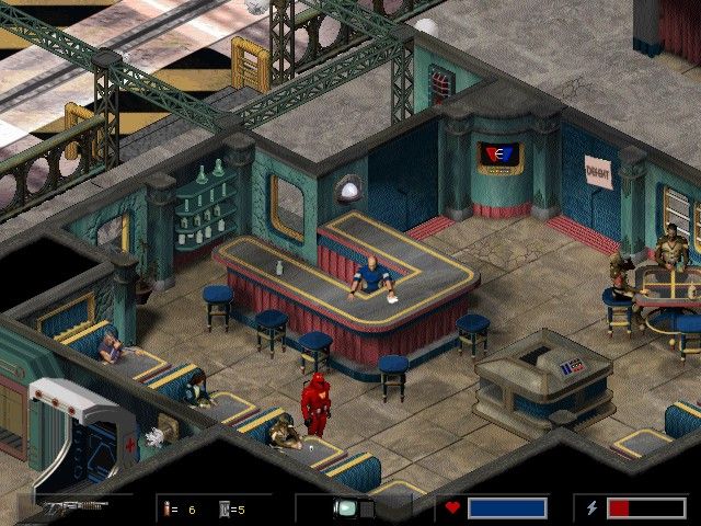 Crusader: No Remorse (DOS) screenshot: The Bar of the Headquarter