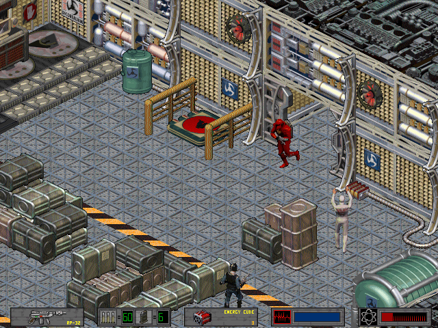 Crusader: No Regret (DOS) screenshot: Gamestart - Better find some cover quick!