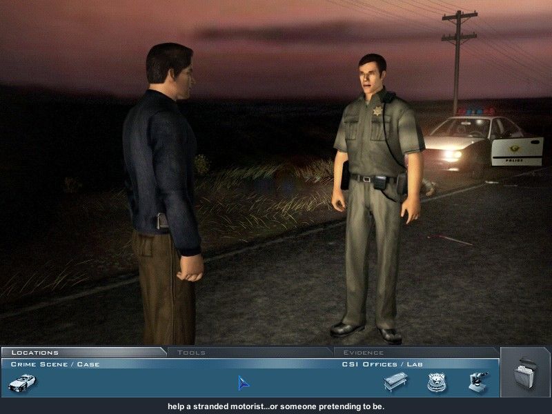 CSI: Crime Scene Investigation (Windows) screenshot: At the crime scene, looks like a deja-vu of a 30 year old unsolved crime.