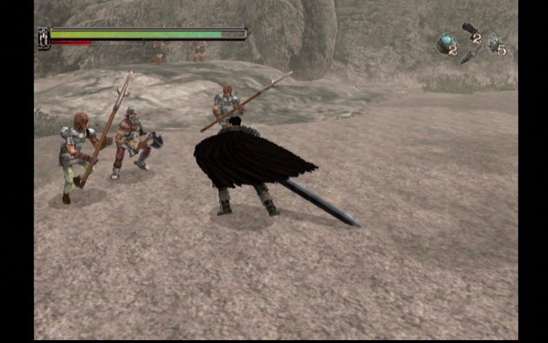 Sword of the Berserk: Guts' Rage (Dreamcast) screenshot: Fight off Bandits