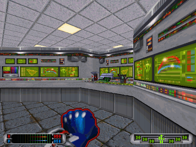 CyberMage: Darklight Awakening (DOS) screenshot: Let's take these items and laser pistol