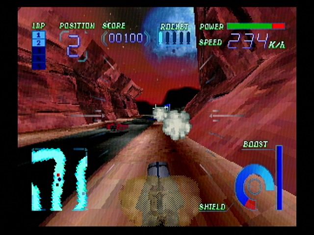 Cyber Speedway (SEGA Saturn) screenshot: Missles are your only weapon