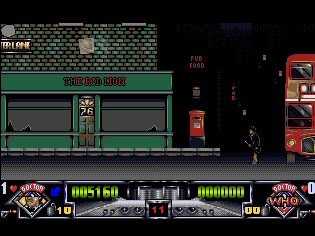 Dalek Attack (Amiga) screenshot: Classic London background