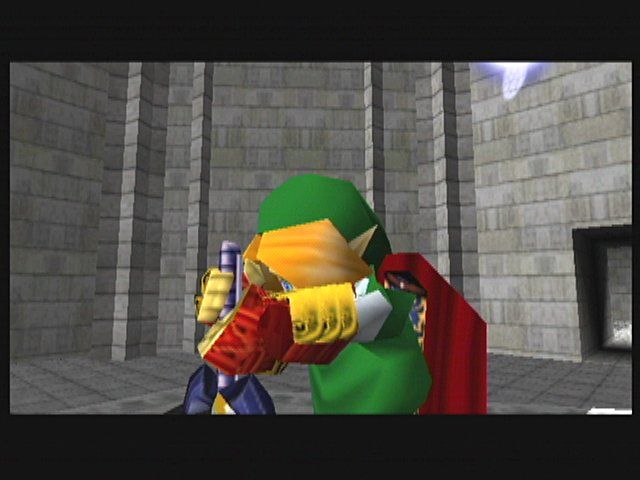 The Legend of Zelda: Ocarina of Time / Master Quest (GameCube) screenshot: Pull the Master Sword from the stone to advance 7 years in the future.