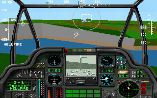 Gunship 2000: Philippine Islands & Antarctica Scenario Disk With Mission Builder (DOS) screenshot: Cockpit view [Philippine Islands campaign]