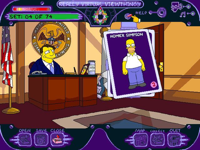 The Simpsons: Virtual Springfield (Windows) screenshot: Can you find all 74 collector cards?