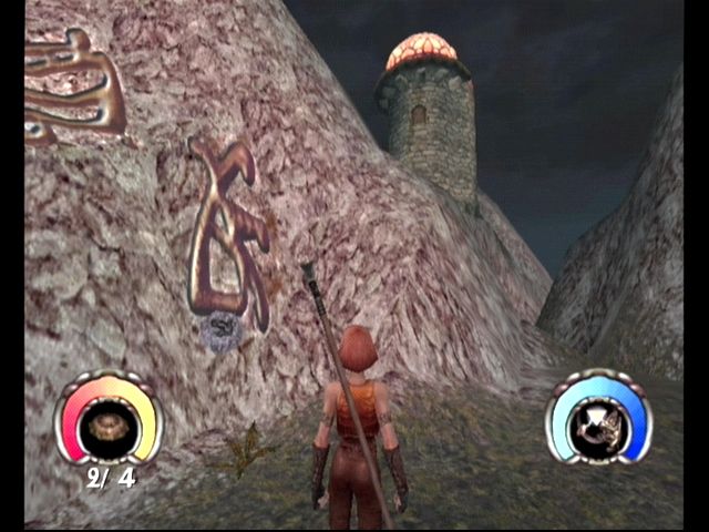 Darkened Skye (GameCube) screenshot: Hmmm, what could those strange symbols mean?