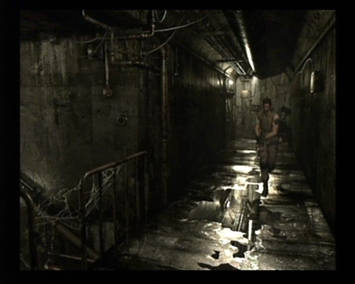 Resident Evil (GameCube) screenshot: Chris Scenario - Water motion and mirroring effects are amazing whenever encountered