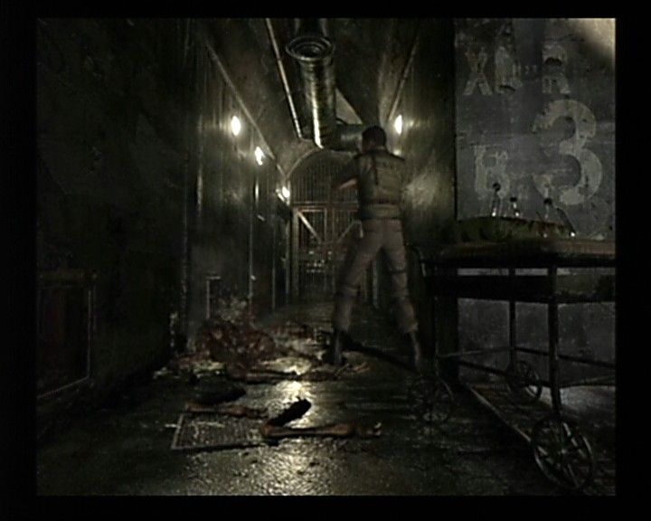 Resident Evil (GameCube) screenshot: Chris Scenario - What a single magnum bullet makes out of adaptive attackers is truly frightful